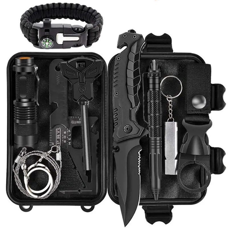 Multifunction Outdoor Adventure Survival Kit SOS Emergency First Aid Kit Survival Tool Traveling Camping Hiking Hunting Toolbox