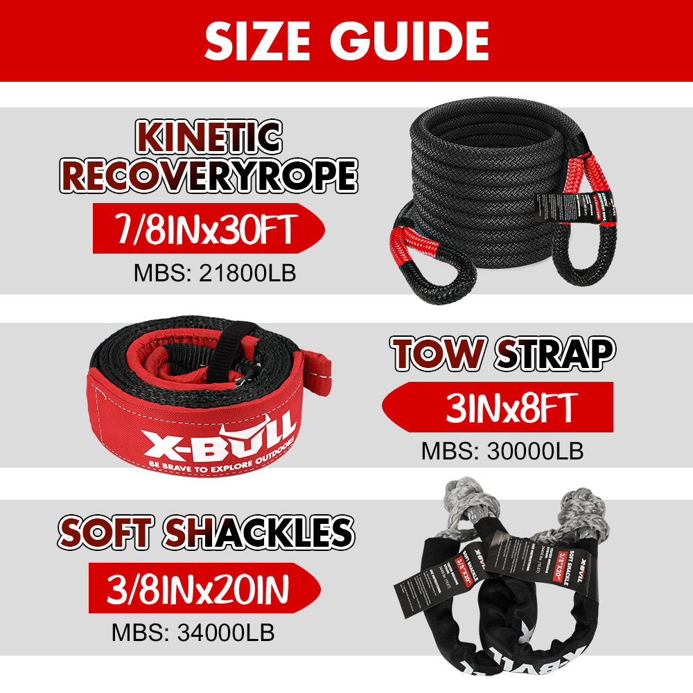 X-BULL Recovery Kit 4X4 Off-Road Kinetic Rope Snatch Strap Winch Damper 4WD13PCS